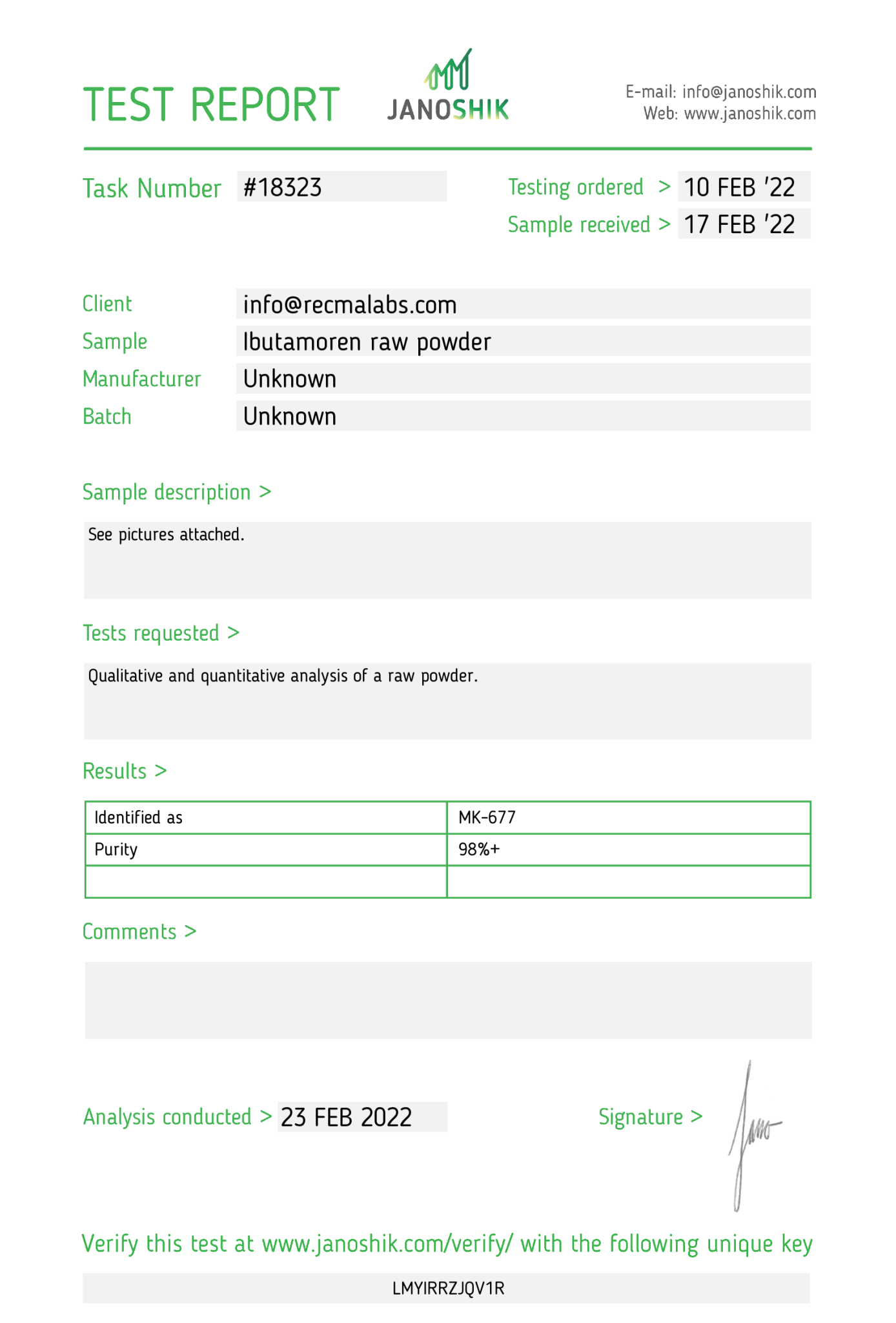 IBUTAMOREN (MK-677) Powder, 1gr - Recma Labs